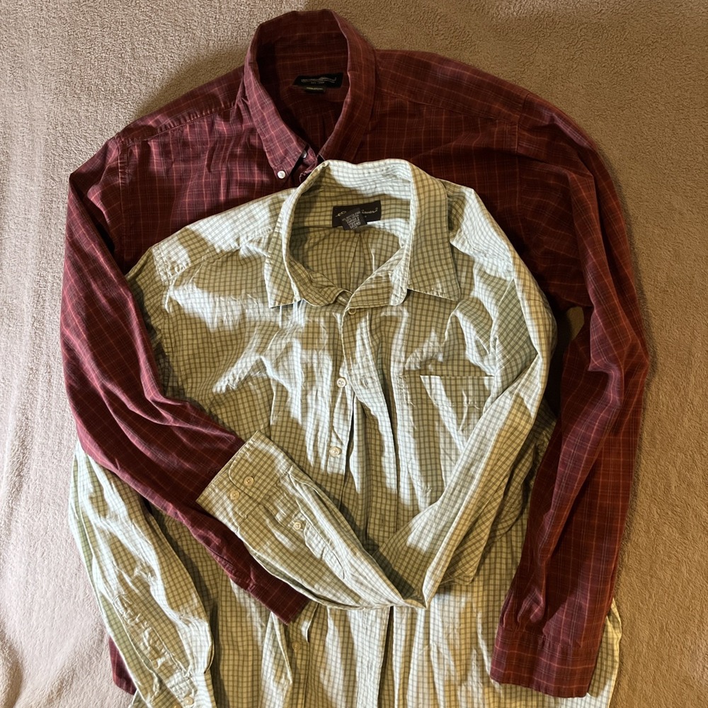 VTG Men‎ Long Sleeve Button Collard Shirt Sz XLT Christmas 2 Pc. Bundle Eddie B